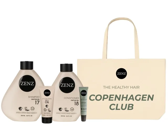 Sada pro hydrataci a změkčení suchých a kudrnatých vlasů Zenz Cactus + balzám na rty a plátěná taška zdarma + dárek zdarma