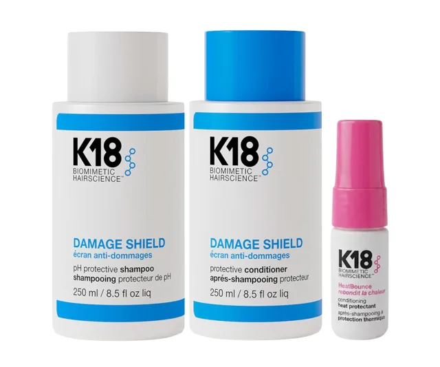 Sada pro ochranu a výživu vlasů K18 Damage Shield + bezoplachový kondicionér HeatBounce Conditioning 15 ml zdarma + dárek zdarma