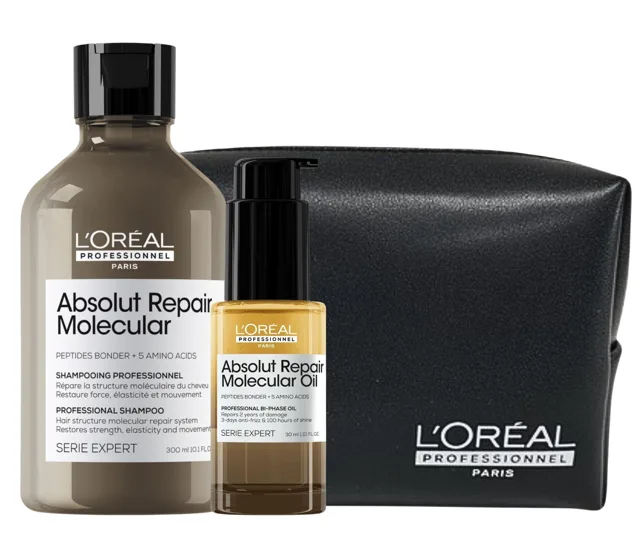 Sada pro poškozené vlasy Loréal Professionnel Serie Expert Absolut Repair Molecular + taštička zdarma - L’Oréal Professionnel + dárek zdarma