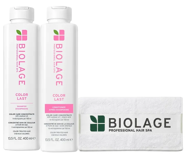Sada šamponu a kondicionéru pro barvené vlasy Biolage Color Last + bavlněný ručník zdarma + dárek zdarma
