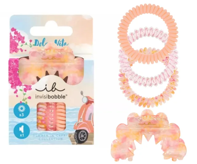 Sada skřipce a spirálových gumiček Invisibobble Summer in Capri Dolce Vita + dárek zdarma