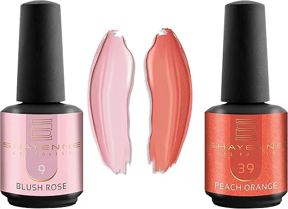 Sada UV gelových laků na nehty Shayenne – Blush Rose & Peach Orange (2×15 ml)