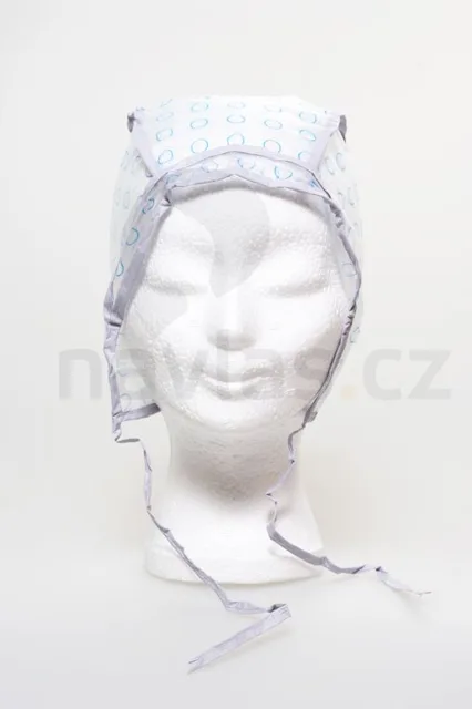 Salon Komplet Melírovací čepice plast s potiskem (modrý kroužek) zavazovací 1ks