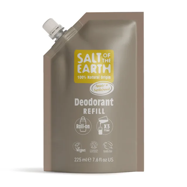 Salt Of The Earth Přírodní kuličkový deodorant Amber & Santalwood Deo Refill - náplň 225 ml
