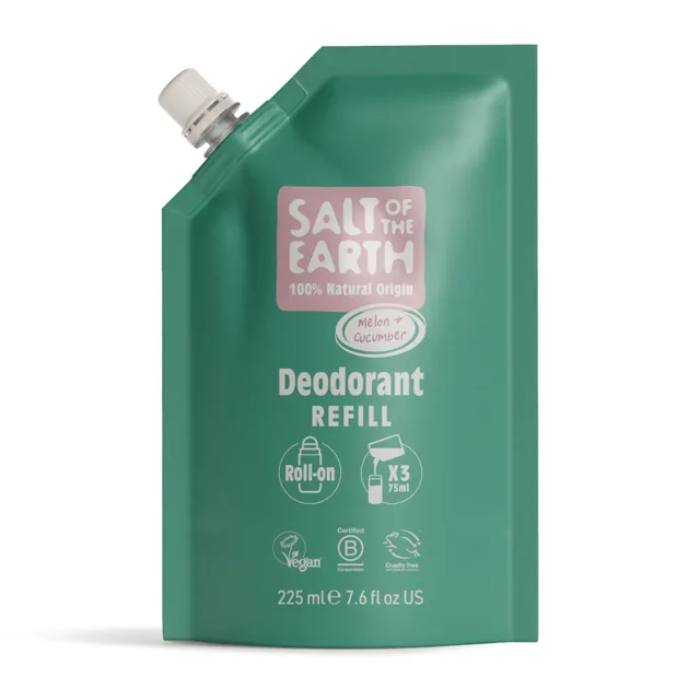 Salt Of The Earth Přírodní kuličkový deodorant Melon & Cucumber Deo Refill - náplň 225 ml