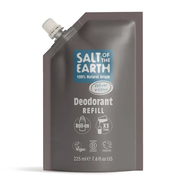 Salt Of The Earth Přírodní kuličkový deodorant Vetiver & Citrus Deo Refill - náplň 225 ml