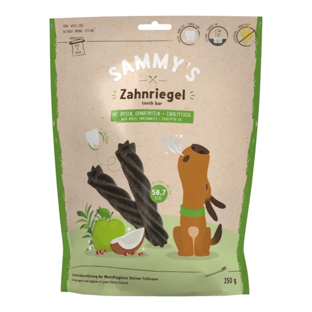 Sammy´s dentální tyčinky s jablky, granátovými jablky + eukalyptovým olejem - 250 g
