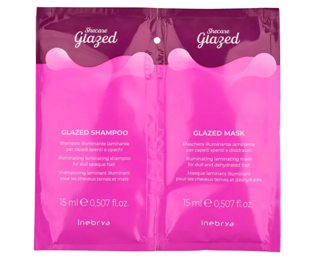 Šampon a maska pro hydrataci a rozjasnění vlasů Inebrya Shecare Glazed - 2x15 ml