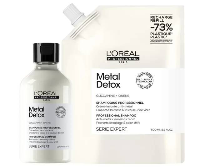 Šampon pro barvené a poškozené vlasy Loréal Professionnel Serie Expert Metal Detox - 300 ml + náhradní náplň - 500 ml - L’Oréal Professionnel + dárek 