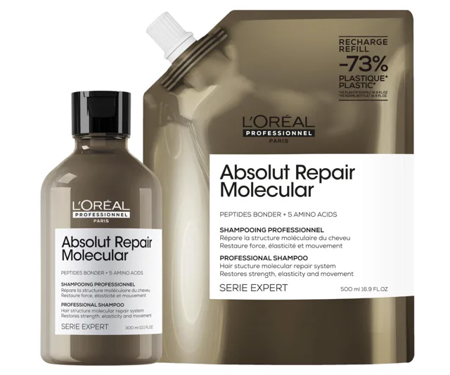 Šampon pro poškozené vlasy Loréal Professionnel Serie Expert Absolut Repair Molecular - 300 ml + náhradní náplň - 500 ml - L’Oréal Professionnel + dár