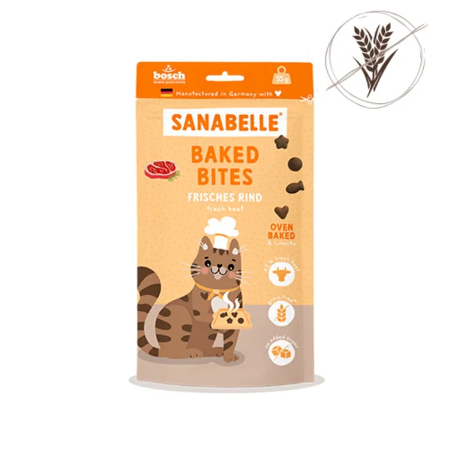 SANABELLE Baked Bites Beef 55g pečené hovězí, bezobilný pamlsek pro kočky