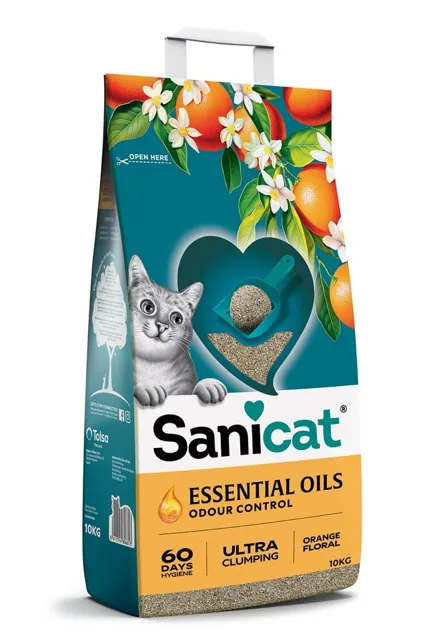 SANICAT Essential Oils Orange floral 10 kg bentonitová podestýlka s květinovou vůní