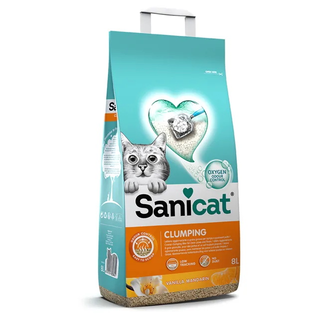 Sanicat hrudkující stelivo pro kočky s vanilkou a mandarinkou - 8 l