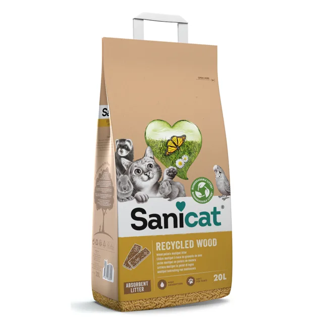 Sanicat Recycled Wood podestýlka pro kočky - 20 l