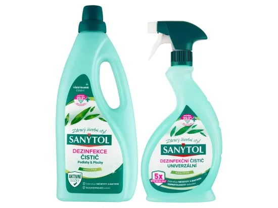Sanytol dezinfekce čistič podlahy & plochy 1 l + dezinfekční čistič univerzální 500 ml
