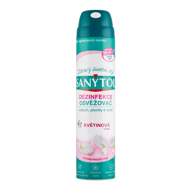 SANYTOL Dezinfekční osvěžovač vzduchu, ploch a textilií s vůní květin 300 ml