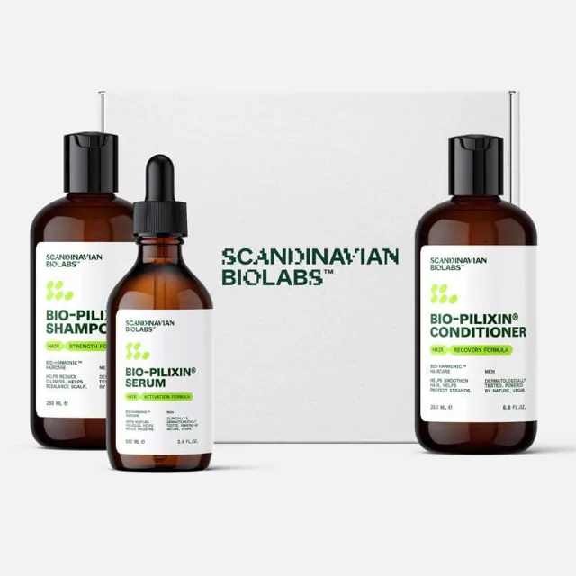 Scandinavian Biolabs® Bio-Pilixin® Hair Growth Routine pro muže (šampon, kondicionér, sérum) 2x250 ml 1x100 ml