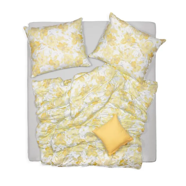 SCANquilt povlečení ART JERSEY renoir bíložlutošedá 140 x 200/70 x 90 cm