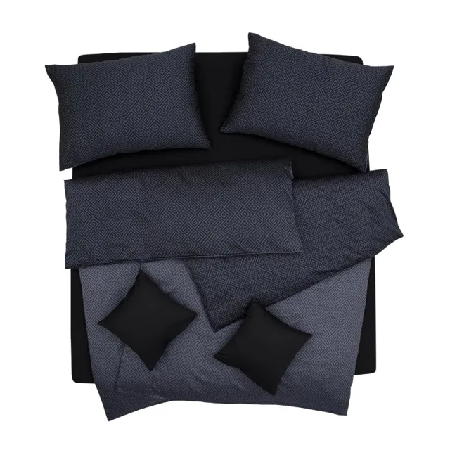 SCANquilt povlečení SATÉN DESIGN kristal šedočerná+černošedá 140 x 200/70 x 90 cm