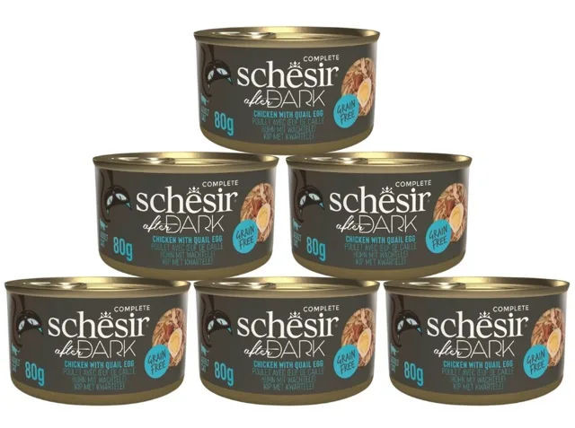 SCHESIR After Dark Kuřecí v bujónu s křepelčími vejci 6x80 g mokré krmivo pro kočky