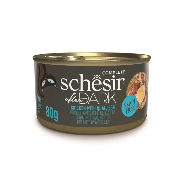 SCHESIR After Dark Kuřecí v bujónu s křepelčími vejci 80 g mokré krmivo pro kočky