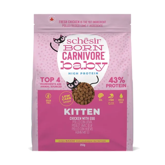 SCHESIR Born Carnivore krmivo pro koťata s kuřecím masem a vejcem 255 g