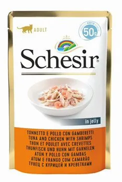 Schesir Cat Kapsa Adult Tuňák/kuře/krevety 50g