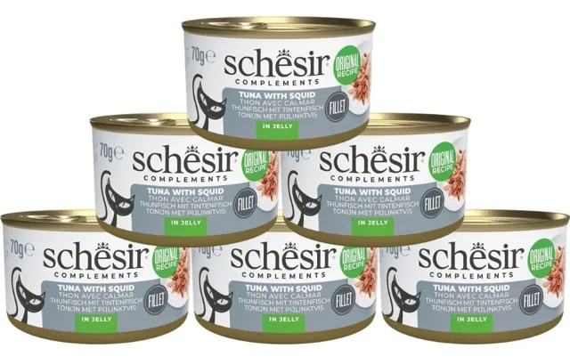SCHESIR Complements Tuňák s chobotnicemi v želé 6x70 g mokré doplňkové krmivo pro kočky