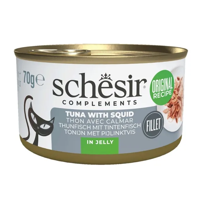 SCHESIR Complements Tuňák s chobotnicemi v želé 70 g mokrá doplňková strava pro kočky