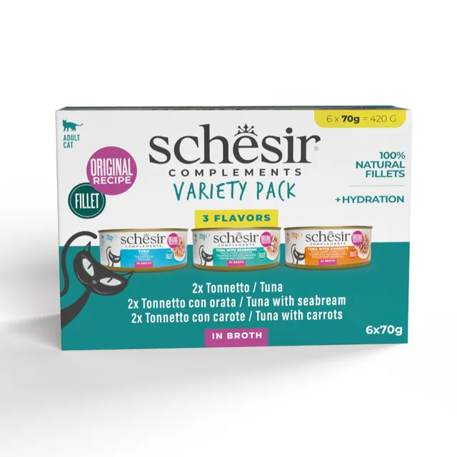 Schesir Complements ve vývaru 24 x 70 g - výhodné balení - tuňák s pražmou