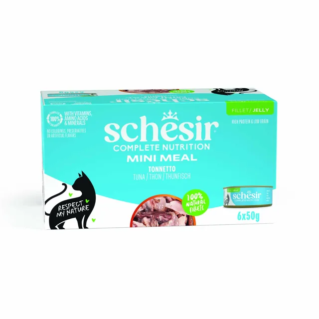 Schesir Complete Nutrition Filet v želé 6 x 50 g - tuňák s krevetami