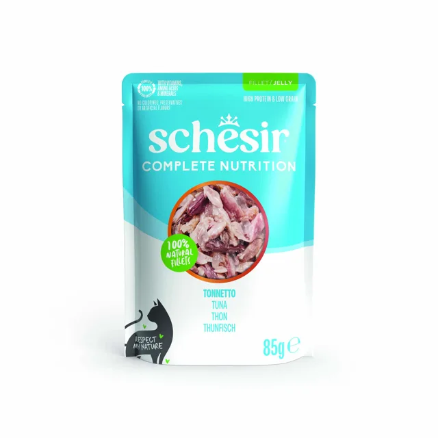 Schesir Complete Nutrition Filet v želé 6 x 85 g - tuňák s kuřecím