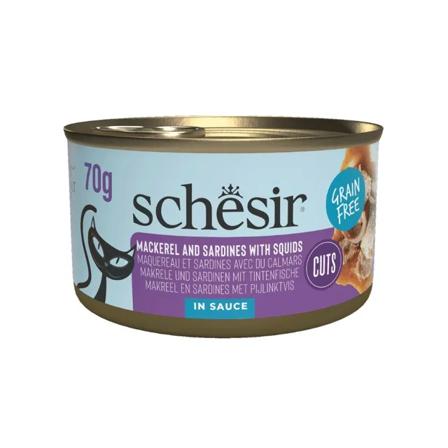 SCHESIR Grill Sardinky a makrela v omáčce 70 g mokré krmivo pro kočky
