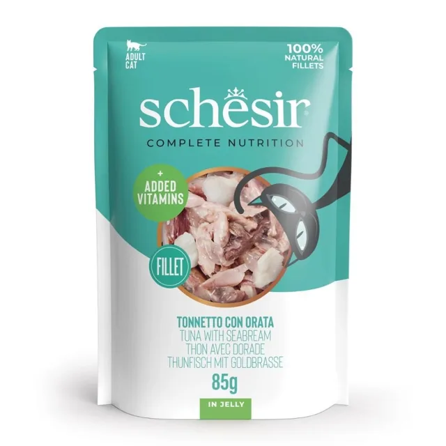 SCHESIR Jelly Adult Tuňák a Pražma v želé pro kočky 85 g