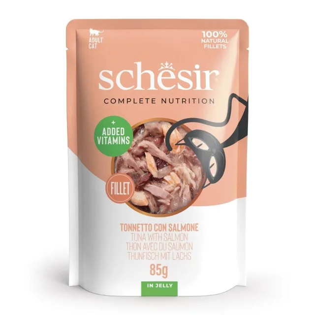 SCHESIR Jelly Adult Tuňák s Lososem v želé pro kočky 85 g