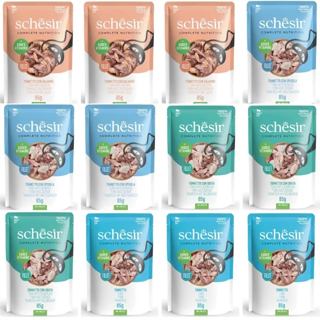SCHESIR Kočičí sada Mix 4 příchutí 12x85g