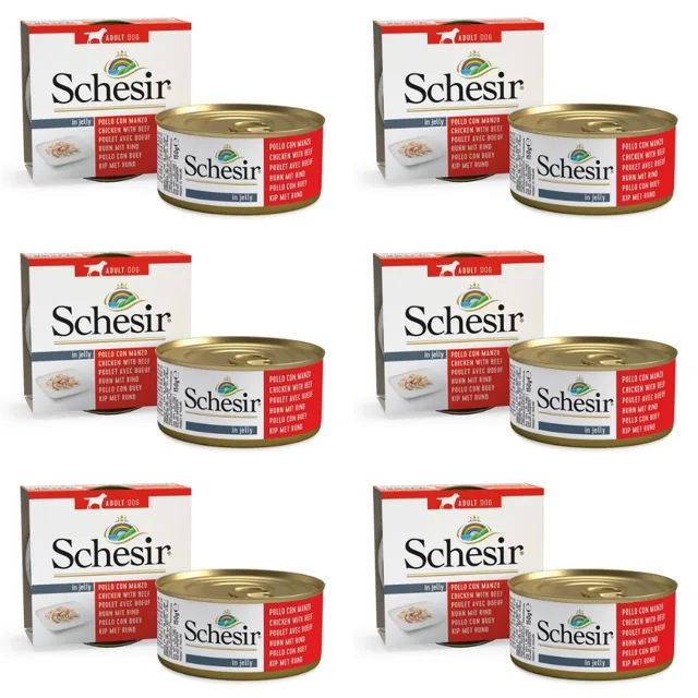 SCHESIR Kuřecí řízky s hovězím masem v želé 6x150G