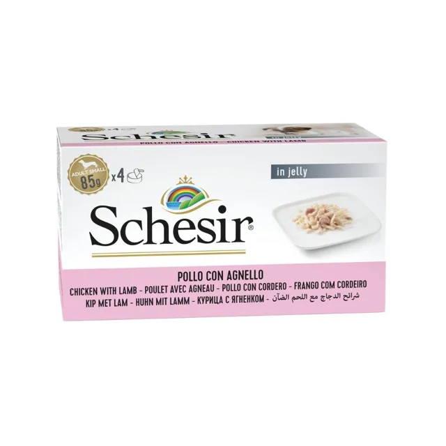 SCHESIR Kuřecí s jehněčím v želé 4x85 g krmivo pro psy