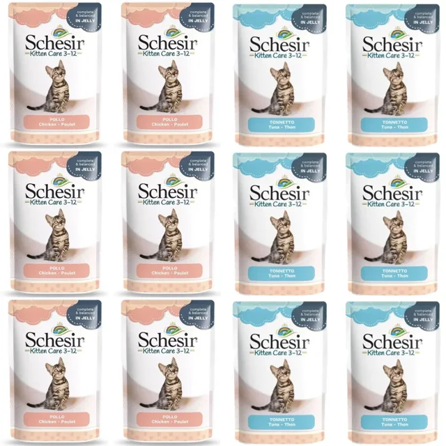 SCHESIR Sada kočičích mixů chutí 12x85g (kuře + tuňák)