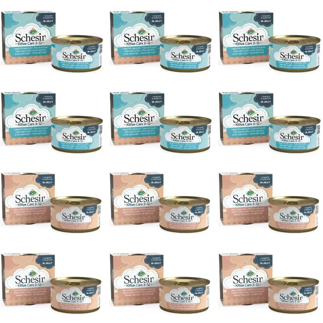 SCHESIR Sada kočičích mixů chutí 12x85g (kuře + tuňák)