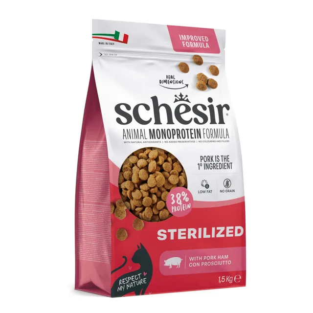 Schesir Sterilized a Light s šunkou - výhodné balení: 3 x 1,5 kg