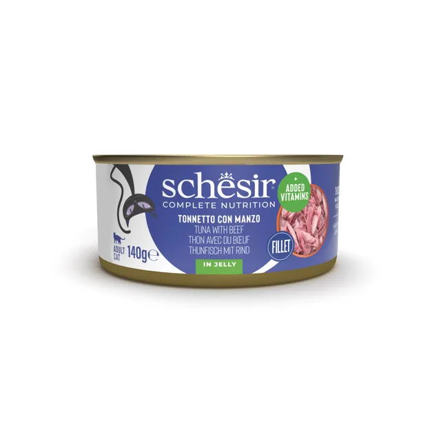 SCHESIR Tuňák s hovězím masem pro kočky 140 g