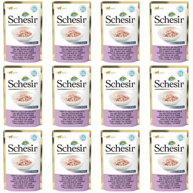 SCHESIR Tuňák s kuřecím masem a šunkou 12x50g