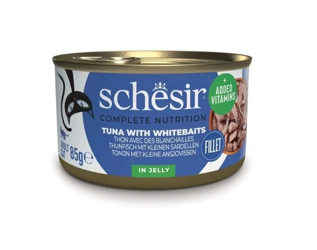 SCHESIR Tuňák se šproty v želé pro kočky 85 g