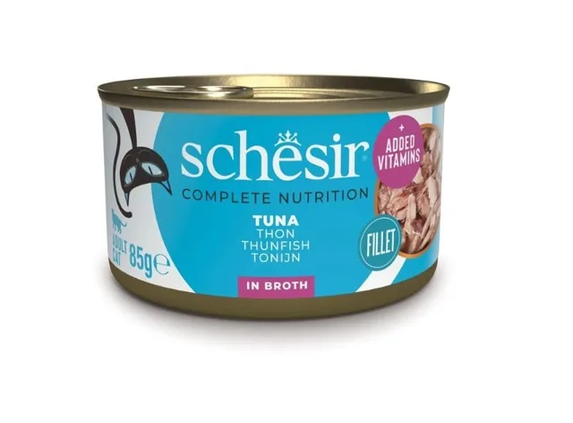 SCHESIR Tuňák ve vývaru pro kočky 85 g