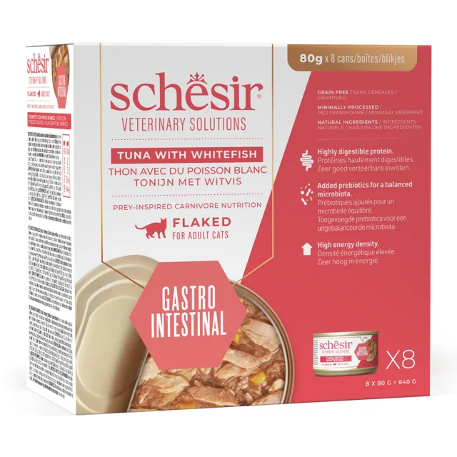 Schesir Veterinary Solutions Gastro Intestinal 8 x 80 g - tuňák a bílá ryba