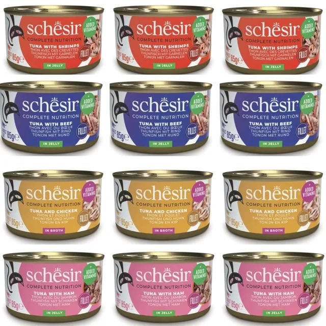 SCHESIRSměs příchutí s tuňákem pro kočky 12x85g (4 příchutě)