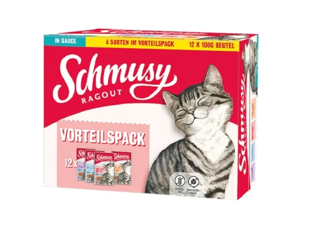SCHMUSY RAGOUT Adult in Sauce Multibox 12x100g Sáčky s omáčkou z kuřecího, hovězího, lososa a kachny