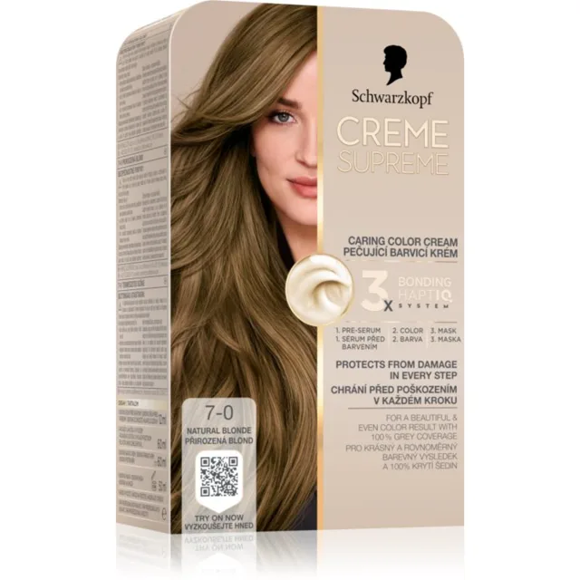 Schwarzkopf Creme Supreme permanentní barva na vlasy odstín 7-0 Přirozená blond 60 ml