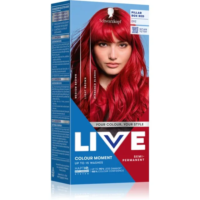 Schwarzkopf LIVE Colour Moment semipermanentní barva na vlasy odstín 092 Pillar Box Red 50 ml